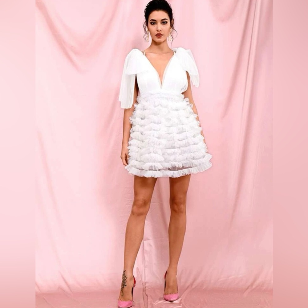 White Ruffle Dress